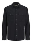 JACK & JONES Men's Rddbrady Solid Overshirt L/S Sn Casual Shirt, Black, XL