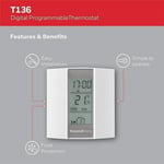 Honeywell Home T136 Thermostat programmable,Blanc