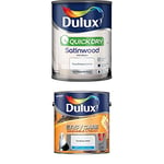 Dulux Quick Dry Satinwood Paint, 750 ml (Pure Brilliant White) Easycare Washable and Tough Matt (Cornflower White)