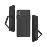 CLCKR Compatible with iPhone XS Max Case with Phone Grip and Expanding Stand, iPhone XS Max Cover with Phone Grip Holder - Black Faux Leather