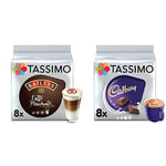 Tassimo Baileys Latte Macchiato Coffee Pods (Pack of 5, Total 80 Coffee Capsules) & Cadbury Hot Chocolate Pods (Pack of 5, Total 40 Coffee Capsules)