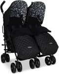 Cosatto Supa dupa 3 double pushchair in Silhouette with footmuffs and raincover