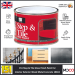 151 Coatings Step & Tile Paint Interior Exterior Concrete Metal Red 180ml