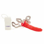 Betty's Red Jelly Bumble Bee Strap On Vibrating 7.5" Penis Dildo Clit Stimulator