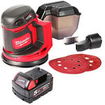 Milwaukee M18BOS125 18V Random Orbital Sander 125mm with 1 x 5.0Ah Battery