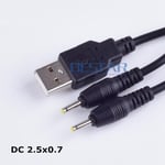 1 M WHITE Câble d'alimentation USB vers double prise jack 2.5, 2 broches, 1 en 2 sorties, 2a, 1M, 3 pieds, 0.7x2507