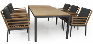Brafab - Zalongo Matgrupp Teak/Grå Alu ink 6st Karmstolar