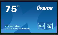 iiyama PROLITE TE7514MIS-B2AG Platt skärm för digital skyltning 190,5 cm (75") LCD Wi-Fi 435 cd/m² 4K Ultra HD Svart Pekskärm Inbyggd processor Android 24/7