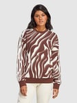 adidas Originals All Over Print Sweatshirt - Brown, Brown, Size 2Xs, Women