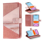 ZCDAYE 2-in-1 Ceramic Pattern Wallet Case for iPhone 11 Pro Max,Premium PU Leather Magnetic Closure Detachable Folio Flip Case Cover with 9 Card Slots Kickstand for iPhone 11 Pro Max -Rose Gold