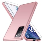 YIIWAY Samsung Galaxy S20 FE 4G / 5G Case + Tempered Glass Screen Protector, Rose Gold Ultra Slim Protective Case Hard Cover Shell for Samsung Galaxy S20 FE 4G / 5G YW41782