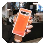 Luminous Neon Sand Cover For Samsung Galaxy S8 S9 S10 Plus Note 8 9 10 Pro Glow In The Dark Liquid Glitter Quicksand Cases-Orange-For NOTE 10 pro