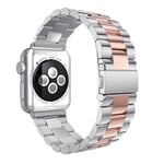Apple Watch Series 4 40mm lyxigt klockband av rostfritt stål - Rosa Guld + Silver