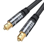 BlueRigger Digital Optical Audio Toslink Cable (3M, Fiber Optic, Aluminum Shell, 24K Gold-Plated) - Compatible with Home Theatre, Sound Bar, TV, Xbox, Playstation PS5, PS4 – Premium Series