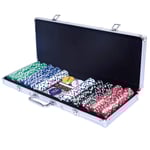 Pokerset pokerfodral 500 laserchips aluminiumfodral pokerfodral i aluminium + tyg + 2 pokerdäck
