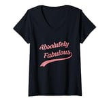 Womens Absolutely Fabulous in Distressed Pink - Gorgeous Retro Look V-Neck T-Shirt