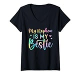 Womens Funny Aunt Life Matching Mothers Day My Nephew Is My Bestie V-Neck T-Shirt
