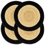 Bordstabletter 4 st naturlig och svart 38 cm jute och bomull