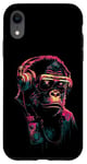 iPhone XR Neon Gorilla With Headphones Techno Rave Music Monkey Case