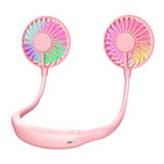 MoKo Portable Personal Fan, Hand Free Small USB Mini Neck Fan with 2000mAh Rechargeable Battery, 2 modes LED Light, 3 Speeds and 360 Degree Adjustment Head for Sports Office Outdoor Travel - Pink