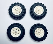 LEGO Technic Wheels x4 White 30.4mm D. x 20mm 56145 & Tyre  56 x 26 55976