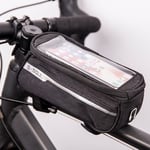 Waterproof bike frame bag with phone holder, Black
