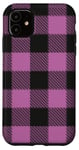 Coque pour iPhone 11 Motif à carreaux rose et noir