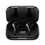 TWS Bluetooth écouteur LED Affichage de Puissance 9D Stéréo AAC IPX5 étanche Sport écouteurs Casque avec Micro Type-C Chargement, Noir