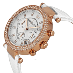 Michael Kors MK2281 Parker Ladies White & Rose Gold Stainless Chrono Watch + Bag