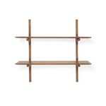 Ethnicraft - PI Wall Shelf - Varnished Mahogany - 2 Shelves - Vägghyllor - Alain Van Havre - Träfärgad - Trä