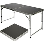 Table de camping pique-nique pliable réglable en hauteur 120x60x70cm en aluminium pliant format mallette Gris Foncé - grau - Amanka