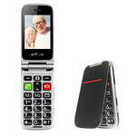 artfone Big Button Mobile Phone for Elderly, Senior Flip Mobile Phone With 2.4" LCD Display | SOS Button | Talking Number | Dual SIM Unlocked | Torch Side Buttons | Bluetooth | Camera(Black)