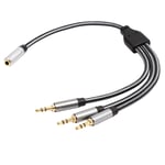 Oluote Stereo Audio Cable from TRS 3.5mm Female to 3X 3.5mm Male Splitter Gold Plated Cables, for Smartphones, MP3 Players, Computers etc. (0.3M)