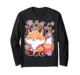 Kawaii Japanese Fox Sakura Cherry Blossom Festival Spring Long Sleeve T-Shirt