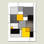 Yellow Canvas Painting Geometric Shape Nordic Posters And Prints Black Square Decor Pictures Wall Art Canvas Painting Unframed 50X70cm No Frame A