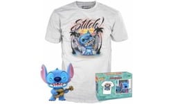 Funko POP! & Tee: Lilo & Stitch - Ukelele Stitch - Flocked - Large - (L) - T-Shirt - Clothes With Collectable Vinyl Figure - Gift Idea - Toys and Short Sleeve Top for Adults Unisex Men and Women