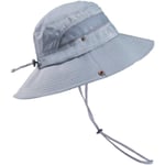 Solhatt Herr Dam Vandring Safari Kep Outdoor Fällbar Sommarhinkhatt Anti UV Fiskehatt, Grå