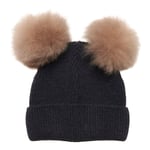 HUTTEliHUT BIG PLYS hat knit wool w/2 alpaca pompoms – navy - 2-6år