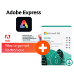 Pack Microsoft 365 Famille - 6 utilisateurs + Adobe Express - 1 utilisateur - Abonnement 1 an