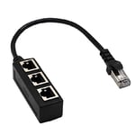 RJ45 Ethernet Cable Adapter Splitter 1Male To 3Female Port LAN Network Plug 3in 1 Adapter NetWork Accessories - Black-1 Size