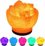 Himalayan USB Salt Lamp 6" Colour Changing Fire Bowl Natural Rock Chunks Bulb
