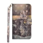for iPhone 12 Case, for iPhone 12 Pro Cover, Shockproof 3D Soft PU Leather Wallet Flip Phone Cases with Magnetic Closure Stand Card Holder Slots TPU Bumper Folio Protective Cover, Cat & Tiger