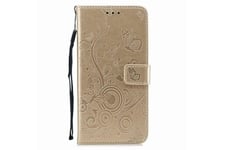 OEM Coque et étui téléphone mobile Oem Etui en cuir folio motif papillon pour samsung galaxy j3 2018 - doré