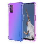 HAOTIAN Case for OPPO A52/A72/A92 Case, Gradient Color Ultra-Slim Crystal Clear Anti Smudge Silicone Soft Shockproof TPU + Reinforced Corners Protection Phone Cover (Purple/Blue)