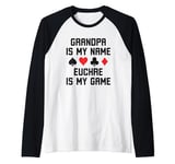 Grandpa is my name Euchre is my game funny euchre player Raglan Baseball Tee