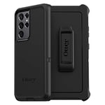 OtterBox Galaxy S21 Ultra 5G Case (Only - DOES NOT FIT NON-Plus or Plus Sizes) DEFENDER SERIES - Black Rugged and Durable with Port Protection + Holster Clip Stand