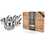 Morphy Richards 970002 Induction Frying Pan and Saucepan Set with Lids & Deer & Oak - Premium Wooden Chopping Board - Large 38 x 25 x 2 cm Bamboo Cutting Board