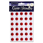 Icon Craft Pearl Gem Stones 14mm, Self Adhesive - Red, Pack of 30