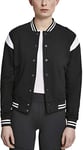 Urban Classics Women's Ladies Inset College Sweat Jacket, Black (Blk/Wht 00050), Small