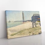 Big Box Art The Lighthouse at Honfleur by Georges Seurat Canvas Wall Art Print Ready to Hang Picture, 76 x 50 cm (30 x 20 Inch), Grey, Yellow, Brown